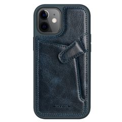 Θήκη iPhone 12 Mini NiLLkin Aoge Series πλάτη δερμάτινη με υποδοχή κάρτας και αντικραδασμικό Premium TPU μπλε
