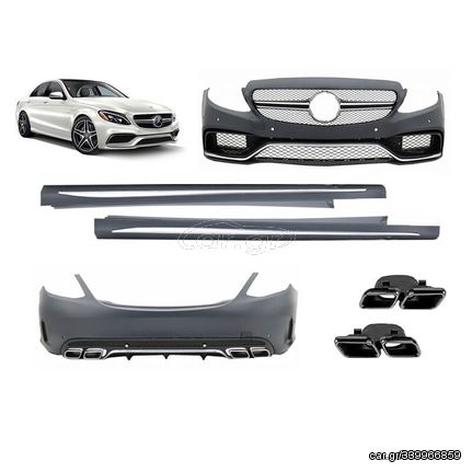 Body Kit Για Mercedes-Benz C-Class W205 14-18 Sedan Amg C63 Look Με Μάσκα & Μπούκες