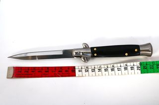 Γνήσιο Ιταλικό πτυσσόμενο μαχαίρι στιλέτο STILETO με διακόπτη ασφαλείας, μαύρη λαβή Κάμπινκ, ψάρεμα, κυνηγι 