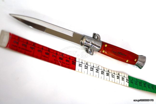 Γνήσιο Ιταλικό πτυσσόμενο μαχαίρι Bertame στιλέτο καφέ λαβή STILETO MADE IN ITALY  Mafia Καμπινγ, Κυνηγι, Ψαρεμα
