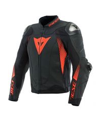 Dainese Super Speed 4 Leather Jacket Black Matt/Fluo Red