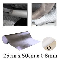 Αυτοκόλλητη Αντιθερμική Μόνωση Αλουμινίου Για Εξάτμιση Με Προστασία Εως 500°C 0.8mm 25x50cm