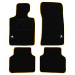 Πατάκια δαπέδου μοκέτας Clan μαύρα με κίτρινο ρέλι για BMW 3 Series (E30/M40) 4τμχ