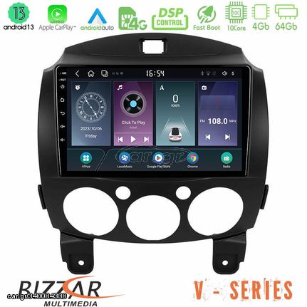 Bizzar V Series Mazda 2 2008-2014 10core Android13 4+64GB Navigation Multimedia Tablet 9"