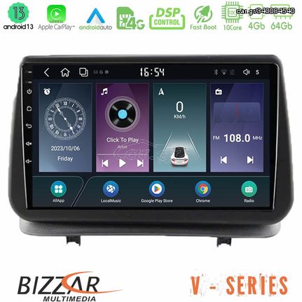 Bizzar V Series Renault Clio 2005-2012 10core Android13 4+64GB Navigation Multimedia Tablet 9"