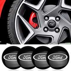 Μεταλλικά Αυτοκόλλητα Κέντρου Ζαντών και Τάσια Αυτοκινήτου για Ford  Mustang Mondeo Focus Fiesta Escape Kuga Eco Fusion /  56mm Κόκκινο χρώμα / Set 4 Τεμάχια