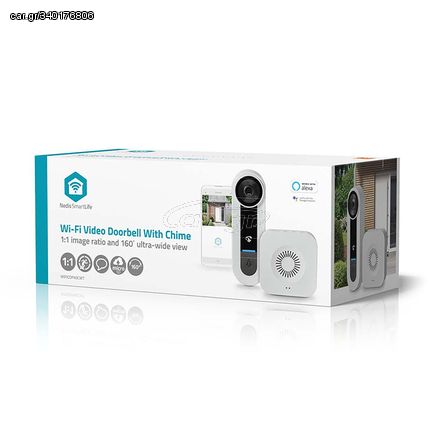 NEDIS WIFICDP40CWT Smart Wi-Fi θυροτηλεόραση, με HD 1536p κάμερα, αισθητήρα κίνησης και ασύρματο κουδούνι.