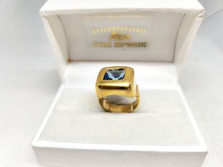 Δαχτυλίδι με μπλε Τοπάζι Emerald Cut ασήμι 925 επίχρυσο Α9536 ΤΙΜΗ 80 ΕΥΡΩ