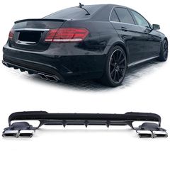 Διαχύτης (Diffuser) Σπόϊλερ προφυλακτήρα πίσω MERCEDES E-Class W212 Facelift (2013-2016) look AMG Ε63 Όλο μαύρο με απολήξεις