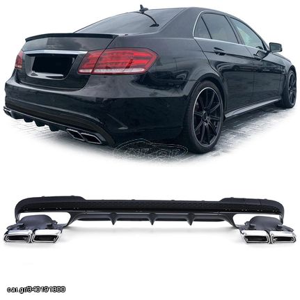 Διαχύτης (Diffuser) Σπόϊλερ προφυλακτήρα πίσω MERCEDES E-Class W212 Facelift (2013-2016) look AMG Ε63 Όλο μαύρο με απολήξεις