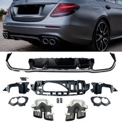 Διαχύτης (Diffuser) Σπόϊλερ για Sport προφυλακτήρα πίσω MERCEDES E-Class W213 (2016-2022) look AMG E53 και μαύρες απολήξεις