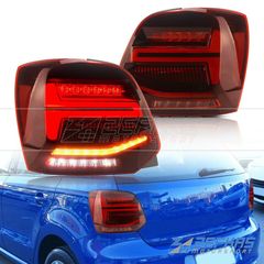 Φανάρια πίσω VW Polo 6R/6C (2009-2017) FULL LED με Dynamic φλας, κόκκινο Cherry