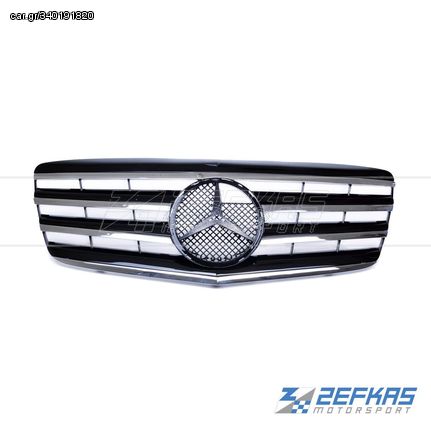 Μάσκα Εμπρός MERCEDES E-Class W211 Facelift (2006-2009) 4φυλλη Χρώμιο/Μαύρο