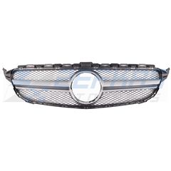 Μάσκα Εμπρός MERCEDES C-Class W205 (2014-2018) look AMG Ασημί/Μαύρο, χωρίς κάμερα