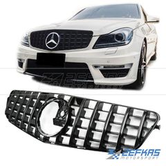 Μάσκα Εμπρός MERCEDES C-Class W204 (2007-2015) look GT Panamericana Όλο Μαύρο