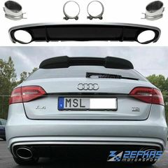 Διαχύτης (Diffuser) Σπόϊλερ Πίσω Προφυλακτήρα Diffuser AUDI A4 B8 Facelift (2012-2015) look RS4