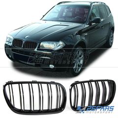 Μάσκες / Καρδιές Εμπρός BMW X3 E83 LCI (2007-2010) Μαύρο Γυαλιστερό M-Look