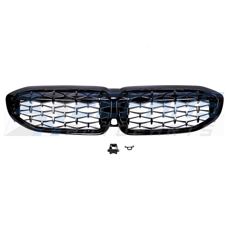 Μάσκες / Καρδιές Εμπρός BMW Σειρά 3 G20/G21 (2019->>) Diamond-Style Μαύρο Γυαλιστερό