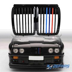 Μάσκες / Καρδιές Εμπρός BMW Σειρά 3 E30 (83-91) Μαύρο Γυαλιστερό με 3-Χρώματα