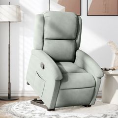 Πολυθρόνα Ανακλινόμενη με Ανύψωση Ανοιχτό Γκρι Βελούδινη 3204300