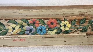 Πίνακας ζωγραφικής σε παλιό ξύλο Λουλούδια 