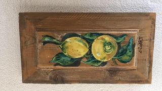 Πίνακας ζωγραφικής σε παλιό ξύλο Λεμόνια 