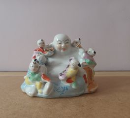 Chinese famille rose happy Buddha with five children