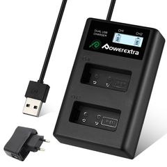 Powerextra DS-LPE17 Dual Battery Charger with USB AC/DC Power Adapter and LCD Display for Canon LP-E17 Battery