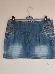 Tally Weijl Mini Denim Φούστα με Τρουκς & Vintage Wash