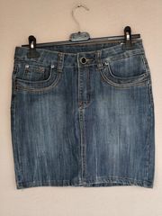 Denim Mini Φούστα Με Stretch Και Χρυσές Λεπτομέρειες (medium)