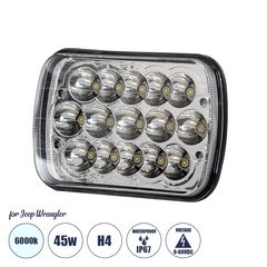 GloboStar® 85421 Φανάρι JEEP WRANGLER βασικού φωτισμού H4 H/L LED CREE CXB COB 45W 4500lm DC 9-80V αδιάβροχο IP67 ψυχρό λευκό 6000K