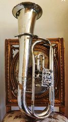 Παλαιό συλλεκτικό τενόρο κόρνο δεκ. 1920, πνευστό μουσικό όργανο, χάλκινο, vintage, retro, decor, διακόσμηση