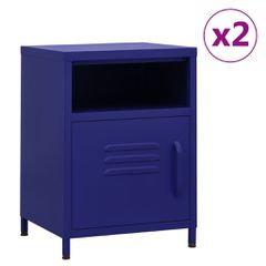 Κομοδίνα 2 τεμ. Ναυτικό Μπλε 35 x 35 x 51 εκ. Ατσάλινα 3095215
