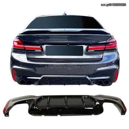 Diffuser Πίσω Προφυλακτήρα Για Bmw 5 G30/G31 17+ M-Packet Γυαλιστερό Μαύρο Με 2 Διπλές Τρύπες Εξάτμισης Αριστερά & Δεξιά Από Abs Πλαστικό 1 Τεμάχιο