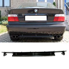 Diffuser Πίσω Προφυλακτήρα Για Bmw 3 E36 90-99 M3 (M3 προφυλακτήρα Μόνο) Με 2 Διπλές Εξατμίσεις Από Abs Πλαστικό 1 Τεμάχιο