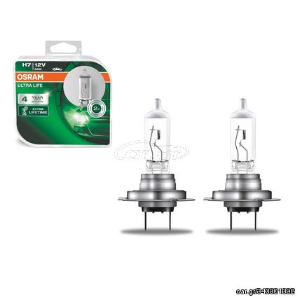 Λάμπες Αλογόνου H7 12V 55w Ultra Life Osram 64210ULT 2 Τεμάχια