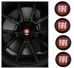 Αυτοκόλλητα Αλουμινίου Κέντρου Ζαντών και Τάσια Αυτοκινήτου για Fiat Abarth 500 Tipo FR Punto Ducato Stilo Palio Bravo Pondo Viaggio /  56mm Κόκκινο χρώμα με Μαύρο / Set 4 Τεμάχια