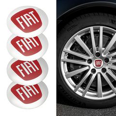 Μεταλλικά Αυτοκόλλητα Κέντρου Ζαντών για Fiat Abarth 500 Tipo FR Punto Ducato Stilo Palio Bravo Pondo Viaggio /  56mm Κόκκινο χρώμα με Ασημί / Set 4 Τεμάχια