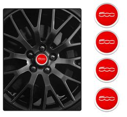 Τάπα Κέντρου Ζαντών για Fiat Abarth 500/  56mm Κόκκινο χρώμα με Ασημί / Set 4 Τεμάχια