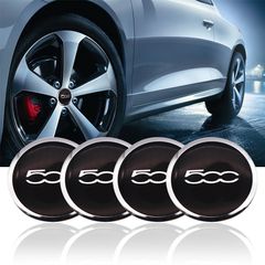 Τάπα Κέντρου Ζαντών για Fiat Abarth 500/  56mm Μαύρο χρώμα με Ασημί / Set 4 Τεμάχια