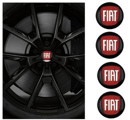 Αυτοκόλλητα Κέντρου Ζαντών για Fiat Abarth 500 Tipo FR Punto Ducato Stilo Palio Bravo Pondo Viaggio /  56mm Κόκκινο χρώμα με Μαύρο / Set 4 Τεμάχια