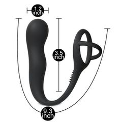 Butt Plug with Double Cock and Balls Rings-thumb-3