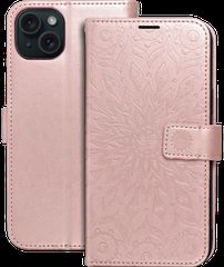 Smart Mezzo Wallet case for iPhone 15 Plus Mandala Rose Gold