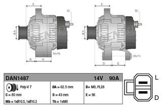 ΔΥΝΑΜΟ-ISUZU D-MAX(8DH) 2.5-3.0 06-12 DENSO DAN1487