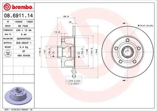 ΔΙΣΚ. AUDI A4 94-00 (245*10) BREMBO BREMBO 08.6911.14