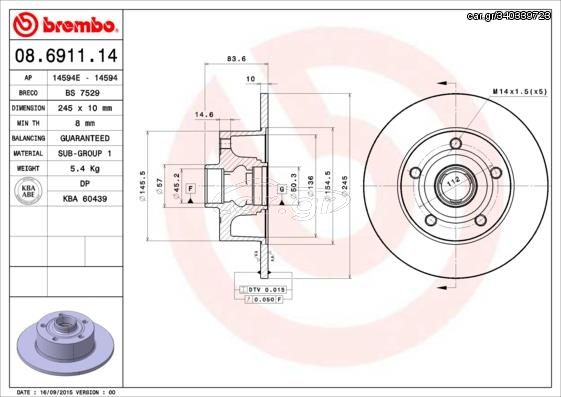 ΔΙΣΚ. AUDI A4 94-00 (245*10) BREMBO BREMBO 08.6911.14