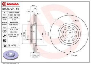 ΔΙΣΚ. AUDI A3 ALL 04-,SEAT LEON 1.4 TFSI,VW JETTA 05- (312*25) BRECO BS 8585