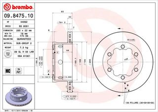ΔΙΣΚ. MERCEDES SPRINTER 2T,3T,4T -06  (285*22) BRECO BS 8601