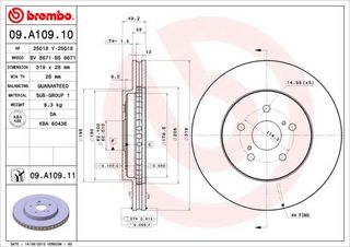 ΔΙΣΚ. LEXUS RX 300,350,400H 03- (319*28) BRECO BS 8671