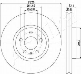 ΔΙΣΚ. AUDI A4 (8KH) 2.0TFSI <16 (320*52,4)  ASHIKA ASHIKA 60-00-0919